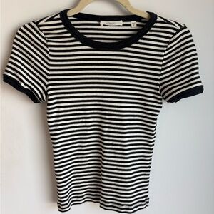 DOEN SIZE SMALL Navy and White Striped Women's Top